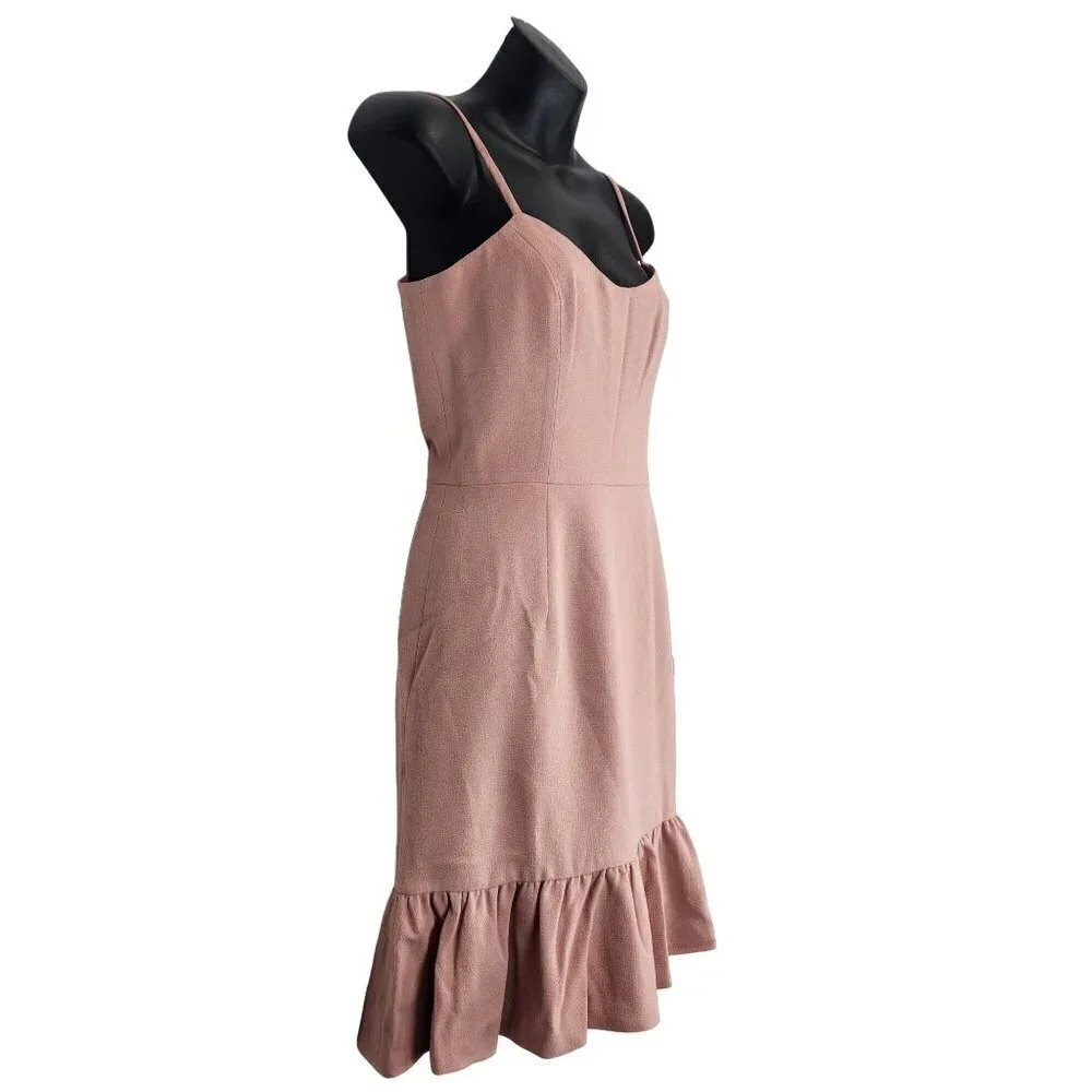 Dress The Population Mira Mini Dress S Ruffle Hem‎ Blush Pink Bodycon NWT